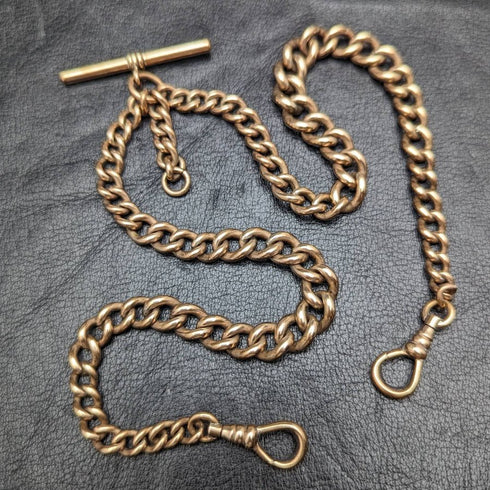 British Antique Rolled Gold Double Albert Chain 46g No Fob